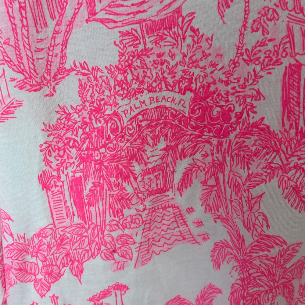 Lilly Pulitzer Pink and White V‑Neck Printed Bell‑Sleeve Dress - Picture 9 of 16